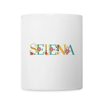 SELENA Name Art With Flowers Embroidered - Mug - white - Front