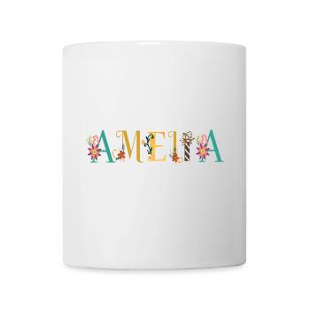 AMELIA Namenskunst mit gestickten Blumen - Tasse - Weiß - Vorne