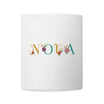 NOVA Namenskunst mit Blumen bestickt - Tasse - Weiß - Vorne