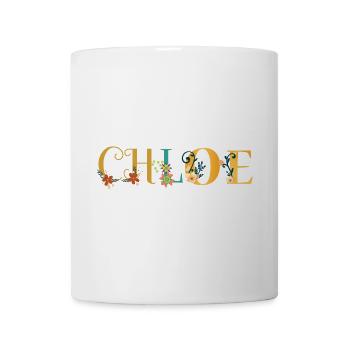 CHLOE Name Art With Flowers Embroidered - Mug - white - Front