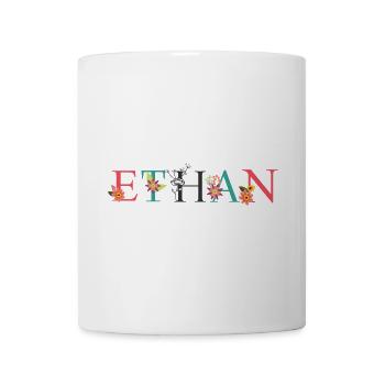 ETHAN Name Art With Flowers Embroidered - Mug - white - Front