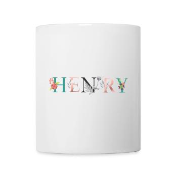 HENRY Name Art With Flowers Embroidered - Mug - white - Front