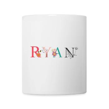 RYAN Name Art With Flowers Embroidered - Mug - white - Front