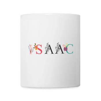 ISAAC Name Art With Flowers Embroidered - Mug - white - Front