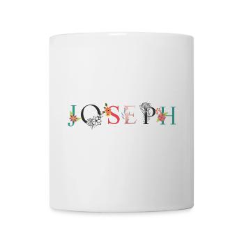 JOSEPH Namenskunst mit gestickten Blumen - Tasse - Weiß - Vorne