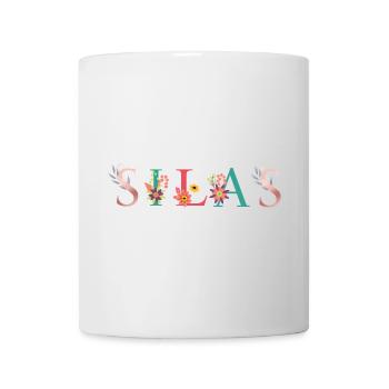 SILAS Name Art With Flowers Embroidered - Mug - white - Front