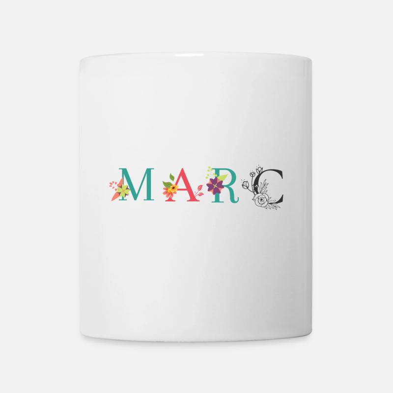 Art du nom MARC avec des fleurs brodées - Mug blanc - blanc