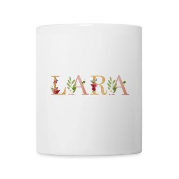 LARA Namenskunst mit gestickten Blumen - Tasse - Weiß - Vorne