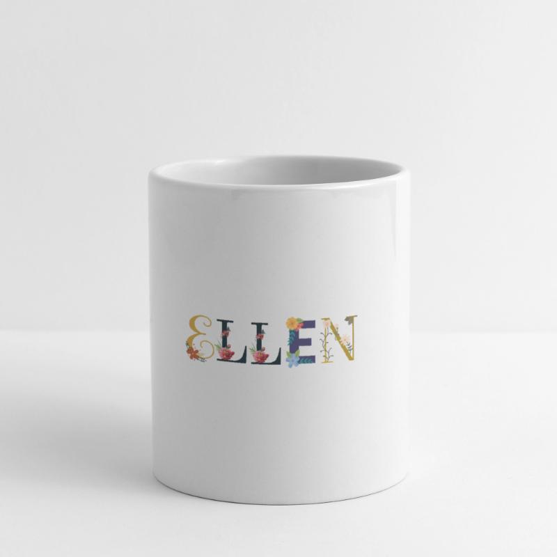 NOM ELLEN DÉCORÉ DE FLEURS Mug blanc