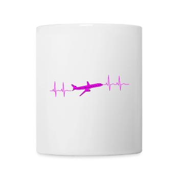Heartbeat Cardiogram Holiday Airplane - Mug - white - Front