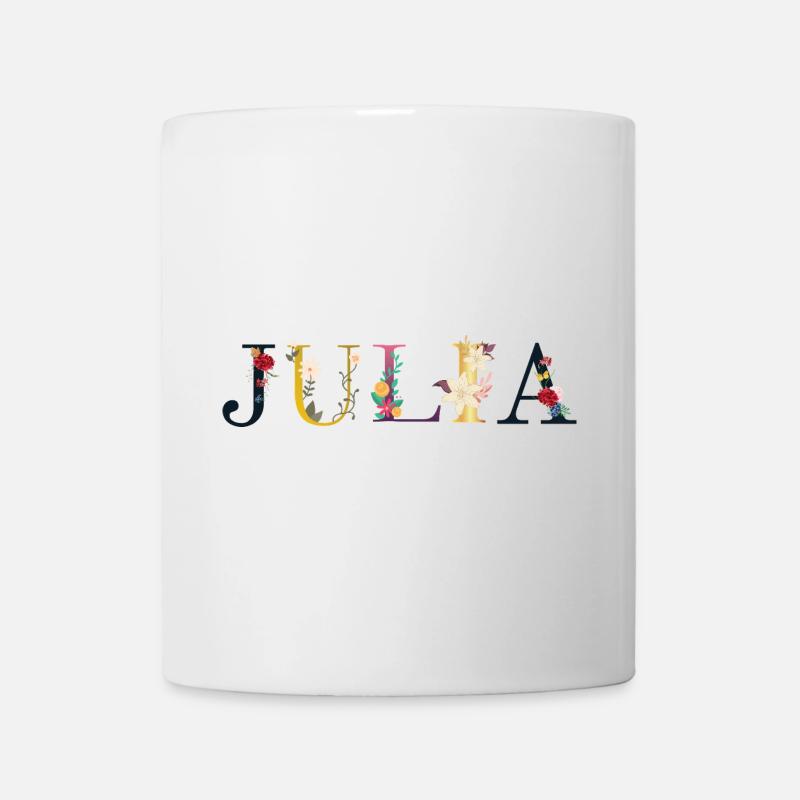 Le nom de JULIA est décoré de fleurs - Mug blanc - blanc