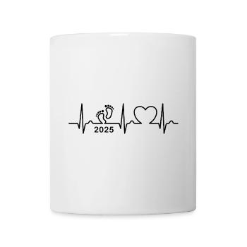 Courbe ECG - Courbe Cardiaque - Bébé 2025 - Enceinte - Mug blanc - blanc - Devant