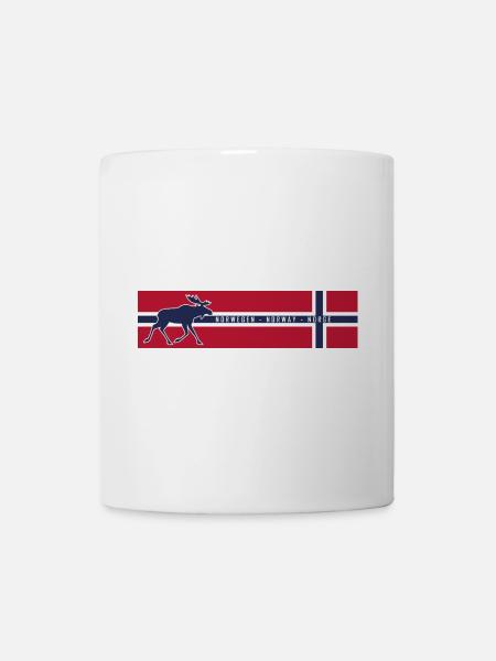 Norge - Norway - Norwegen - Flagge - Elch links - Tasse - Weiß