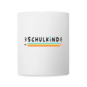 Einschulung, Schulkind, Stift, schwarze Schrift - Tasse - Weiß - Vorne