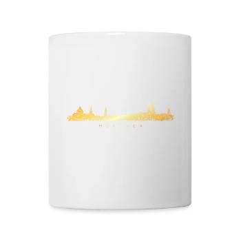 Münchener Skyline (Vintage/Goldgelb) München - Tasse - Weiß - Vorne
