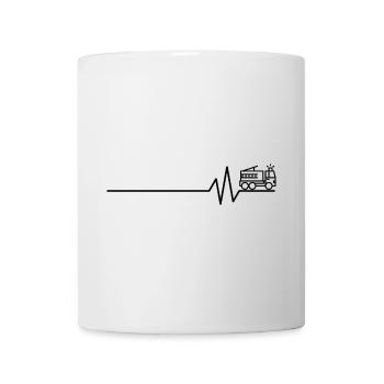 Feuerwehrauto auf Pulslinie - Tasse - Weiß - Vorne