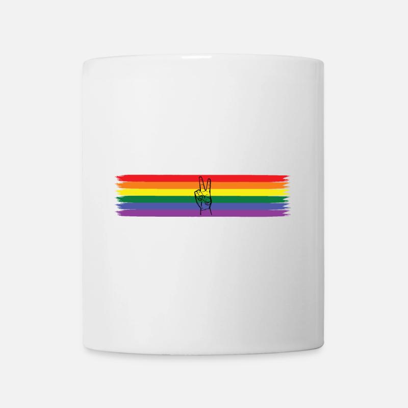 Peace Design mit Regenbogenfahne - LGBT - Tasse - Weiß