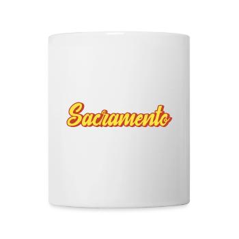 Lettrage rétro Sacramento jaune rouge - Mug blanc - blanc - Devant