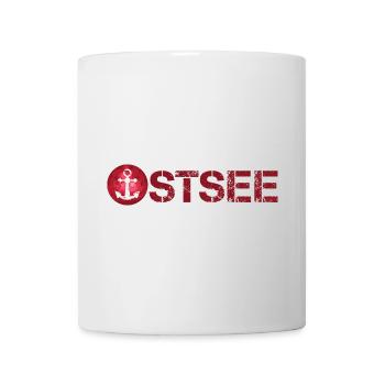 Ostsee Mond rot See Anker Illustration Sonne Meer - Tasse - Weiß - Vorne