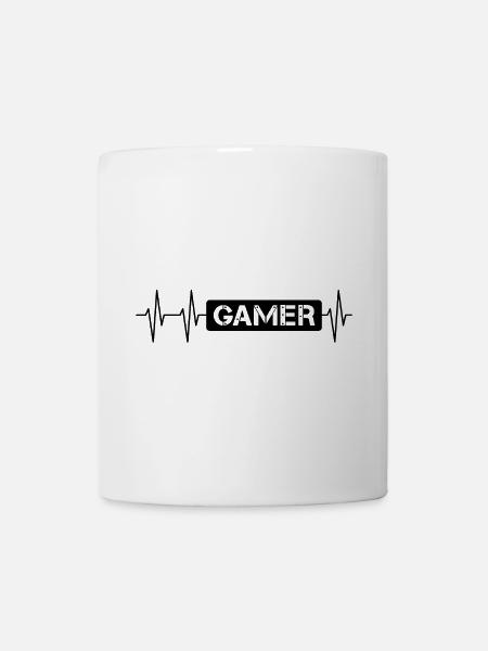 gamer schild Herzschlag Logo Symbol gaming Liebe - Tasse - Weiß