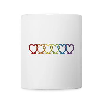 LGBT CSD LGBTQ+ Herz Regenbogen Herzen Pride Month - Tasse - Weiß - Vorne
