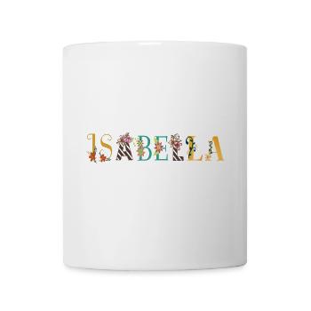 ISABELLA Name Art With Flowers Embroidered - Mug - white - Front