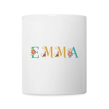 EMMA Namenskunst mit gestickten Blumen - Tasse - Weiß - Vorne