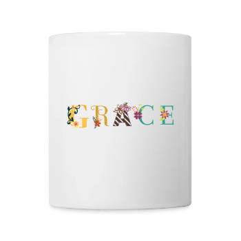 GRACE Name Art With Flowers Embroidered - Mug - white - Front