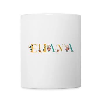 ELIANA Namenskunst mit Blumen bestickt - Tasse - Weiß - Vorne