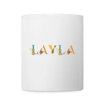 LAYLA Namenskunst mit Blumen bestickt - Tasse - Weiß - Vorne