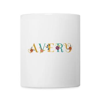 AVERY Namenskunst mit gestickten Blumen - Tasse - Weiß - Vorne