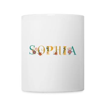 SOPHIA Namenskunst mit gestickten Blumen - Tasse - Weiß - Vorne