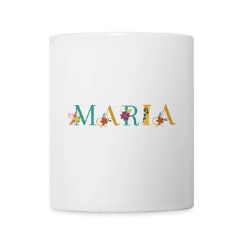 MARIA Name Art With Flowers Embroidered - Mug - white - Front