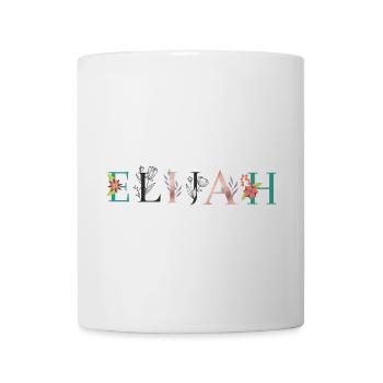 ELIJAH Name Art With Flowers Embroidered - Mug - white - Front