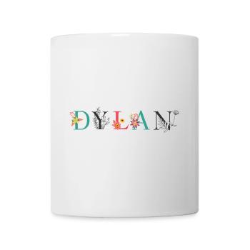DYLAN Namenskunst mit Blumen bestickt - Tasse - Weiß - Vorne