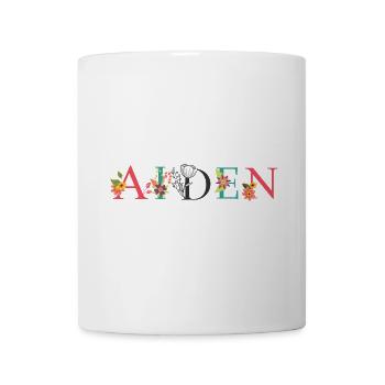 AIDEN Namenskunst mit gestickten Blumen - Tasse - Weiß - Vorne