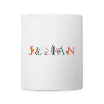 JULIAN Name Art With Flowers Embroidered - Mug - white - Front