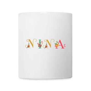 NINA Namenskunst mit gestickten Blumen - Tasse - Weiß - Vorne