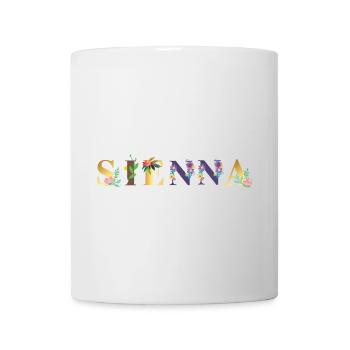 SIENNA Name Art With Flowers Embroidered - Mug - white - Front