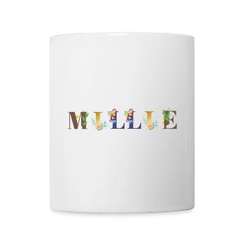 MILLIE Namenskunst mit Blumen gestickt - Tasse - Weiß - Vorne