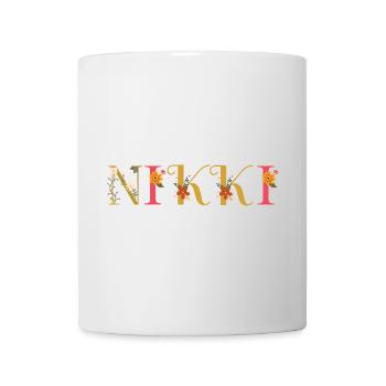 Le nom NIKKI est décoré de fleurs - Mug blanc - blanc - Devant
