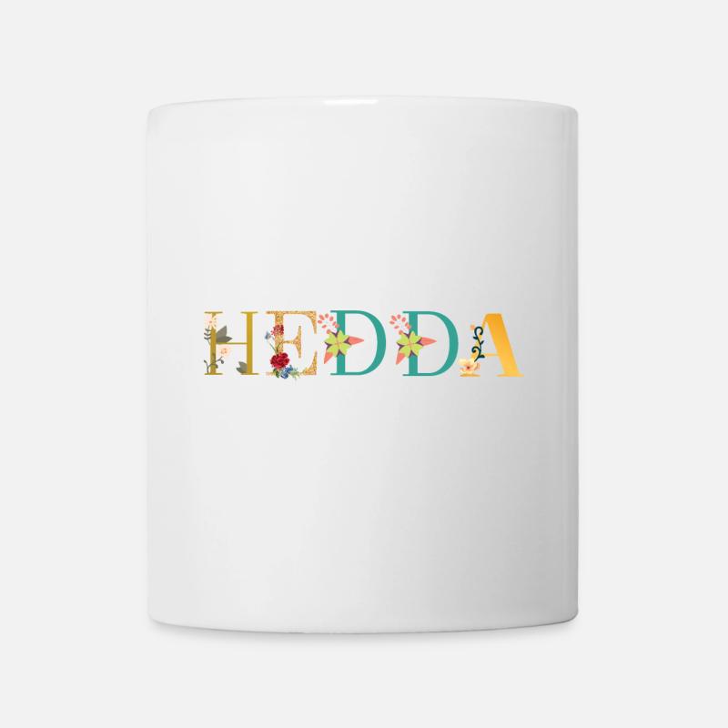HEDDA Name mit Blumen geschmückt - Tasse - Weiß