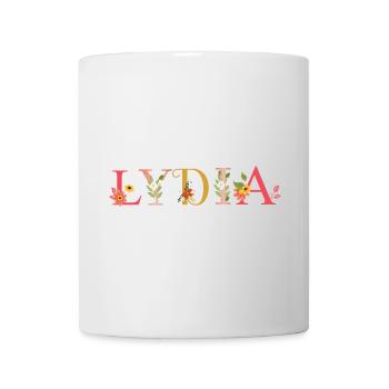 LYDIA Name mit Blumen geschmückt - Tasse - Weiß - Vorne