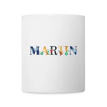 Nom MARTIN décoré de fleurs - Mug blanc - blanc - Devant