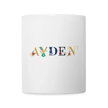 Nom AYDEN orné de fleurs - Mug blanc - blanc - Devant