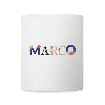 Le nom MARCO décoré de fleurs - Mug blanc - blanc - Devant