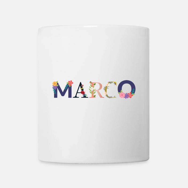 Le nom MARCO décoré de fleurs - Mug blanc - blanc