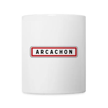 Panneau d'entrée de ville de Arcachon, Gironde - Mug blanc - blanc - Devant