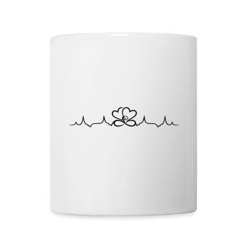 Herzschlag, zwei Herzen mit infinity - Tasse - Weiß - Vorne
