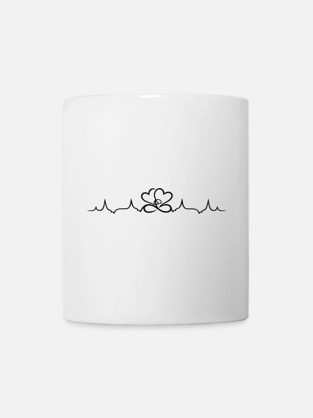 Herzschlag, zwei Herzen mit infinity - Tasse - Weiß
